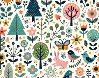 Stampa di animali del bosco di bambine, download digitale