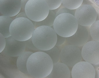 25 pcs Frosted Sea Glass Balls 16mm, Frosted Glass Marbles , Glass Beads, Tumbled