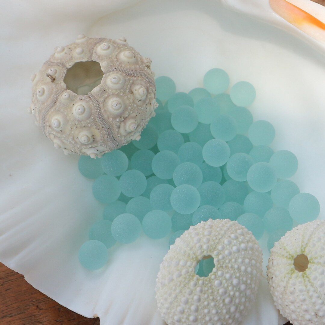 50 Pcs Seafoam Blue Green Sea Glass Balls 11mm Jewelry Quality Sea