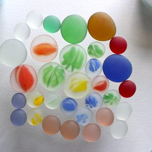 32 pcs Tumbled Thick Chunky Colorful Cabochons Sea Beach Glass. Varying Sizes & Colors. Crafts, Mosaics, Jewelry, Table Scatter #cc2