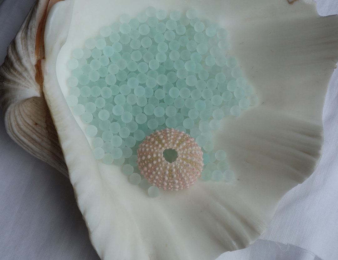 100 Pcs Very Pale Seafoam Sea Glass Tiny Teeny Marbles, Balls 6mm