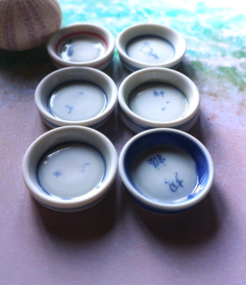 Seashell Ramekins 6 Unique Porcelain Sea Beach Pottery Ramekins, Herb Holder, Salt Seller ...