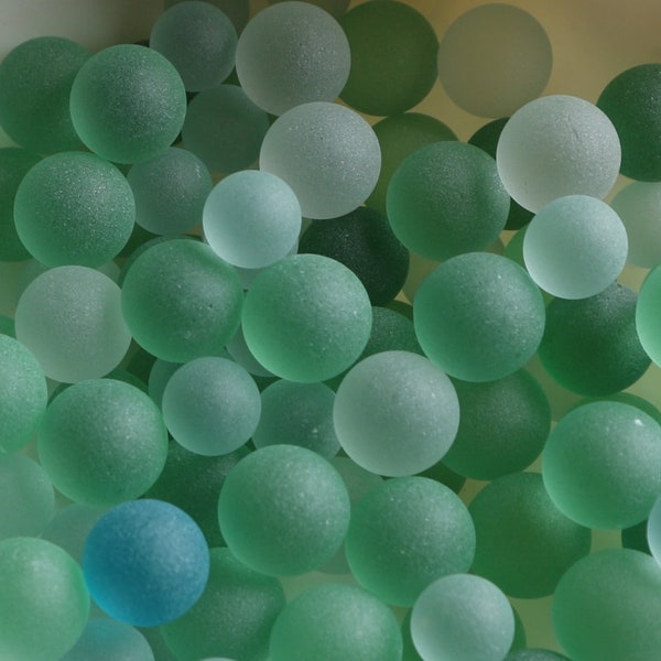 30 pcs Mixed Sizes 12mm-16.5mm Soothing Ocean Aquatic Colors Sea Glass Balls, Frosted Glass Marbles , Glass Beads, Tumbled