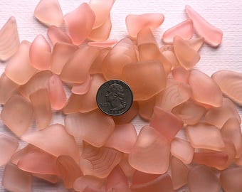 Peachy Pink Thick Bulk Tumbled Sea Beach Glass. 250gr 15-40mm long Perfect for Jewelry, Mosaics, Crafts, Display. #sg32