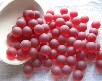 25 pcs Deep Cinnamon Red Sea Glass Balls 15.5mm Jewelry Quality, Frosted Glass Marbles , Glass Beads, Tumbled