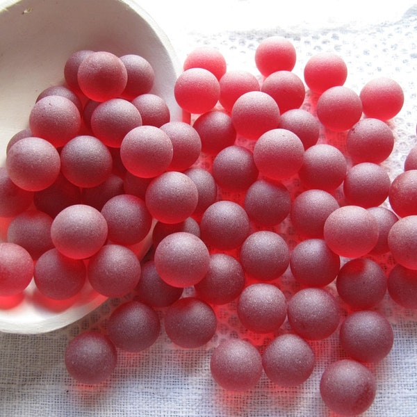 25 pcs Deep Cinnamon Red Sea Glass Balls 15.5mm Jewelry Quality, Frosted Glass Marbles , Glass Beads, Tumbled