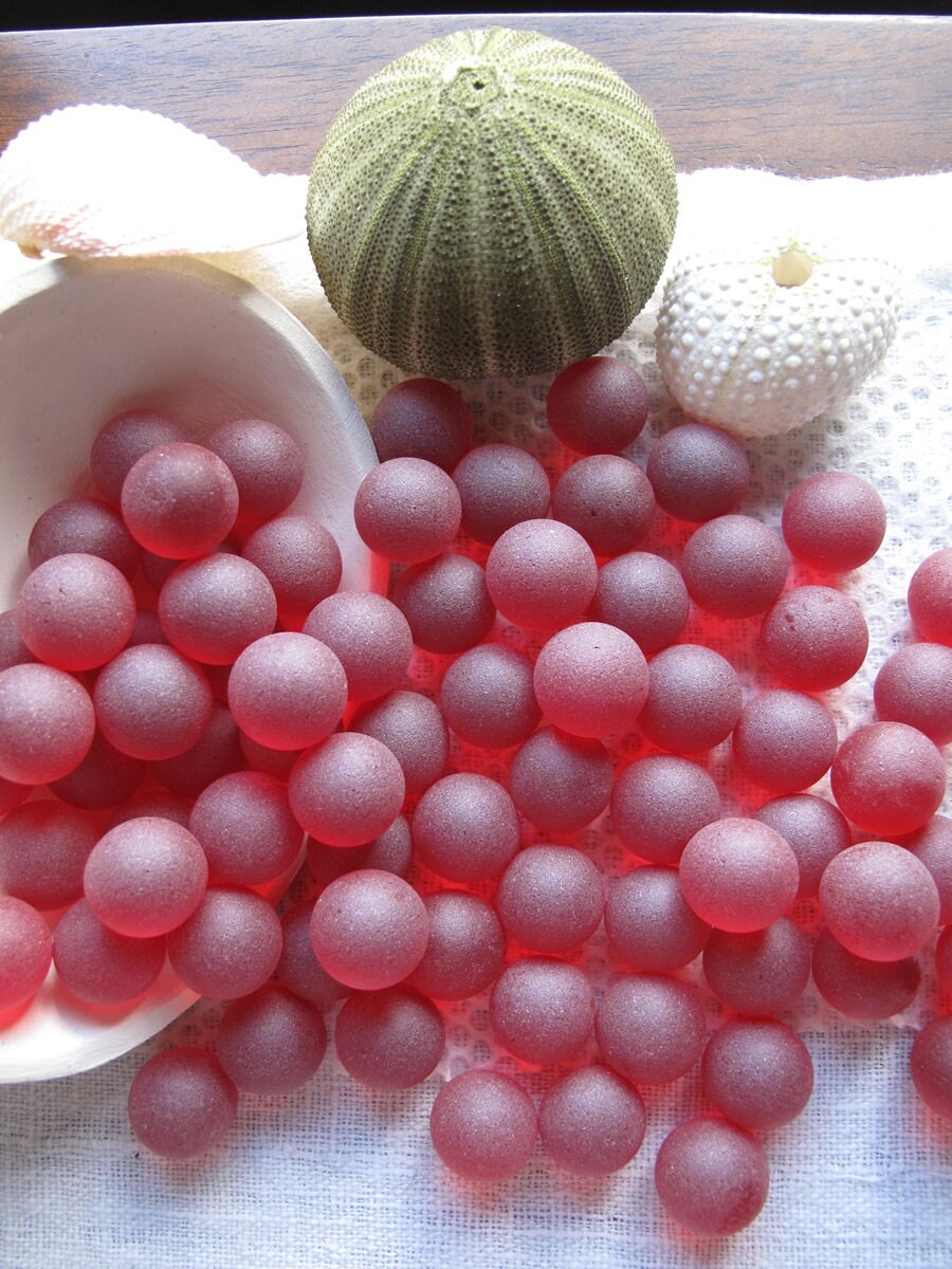 20 Pcs Deep Cinnamon Ruby Red Sea Glass Marbles, Balls 15.5mm Jewelry ...