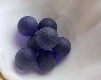 3 pcs EXTRA LARGE Colbalt Blue Sea Glass Balls 24.5mm Sea Glass , Frosted Glass Marbles , Glass Beads, Tumbled