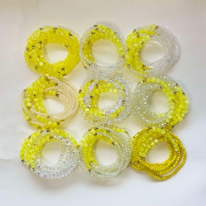Fearless | Eras Tour | Customisable Friendship Bracelets | All Yellow Letters and Crystal Beads | Stretch Elastic | Personalised | Concert