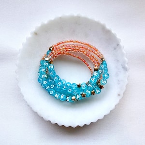 Customizable Friendship Bracelet: Blue, Orange, Gold Beads, Charms, Elastic| 5 Seconds of Summer Inspired