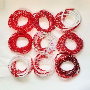Rojo / Eras Tour / Pulseras de la amistad personalizables / Cuentas con letras totalmente rojas / Cristal de vidrio / Elástico elástico / Personalizado / Atuendo para concierto