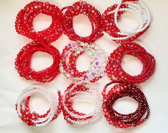 Red | Eras Tour | Customisable Friendship Bracelets | All Red Letter Beads | Glass Crystal | Stretch Elastic | Personalised | Concert Outfit