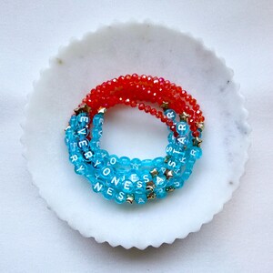 Customizable Friendship Bracelet: Blue, Orange, Gold Beads, Charms, Elastic| 5 Seconds of Summer Inspired