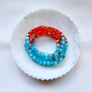 Customizable Friendship Bracelet: Blue, Orange, Gold Beads, Charms, Elastic| 5 Seconds of Summer Inspired