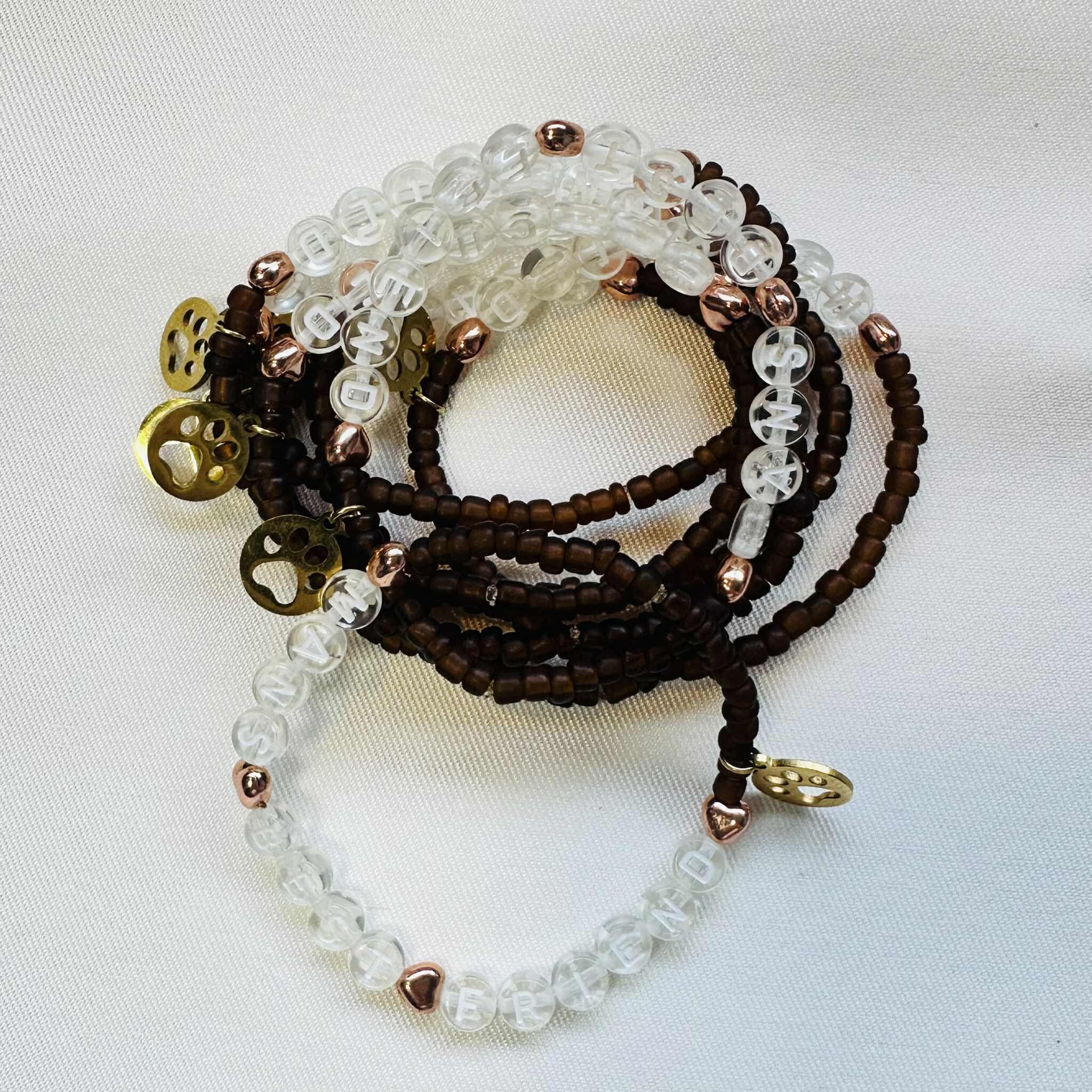 String Bracelet Stack Customizable Brown Gold Beaded Friendship Bracelet Stack (man's Friend ...