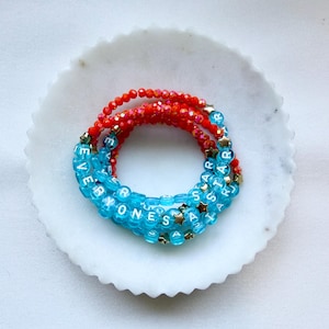 Customizable Friendship Bracelet: Blue, Orange, Gold Beads, Charms, Elastic| 5 Seconds of Summer Inspired