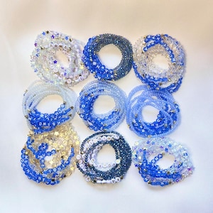 Midnights / Eras Tour / Pulseras de la amistad personalizables / Letras azules y cuentas de estrellas / Pulsera elástica con letras acrílicas y cuentas de vidrio