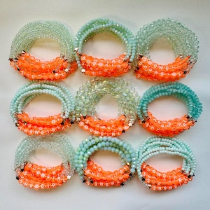 Friendship Bracelets Stack: Orange, Teal, Charms, Elastic | Vinyl Variants | Customizable | Showgirl Inspired