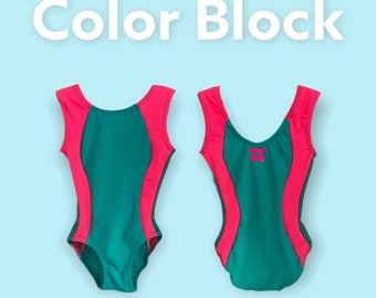 Color block gymnastics leotard