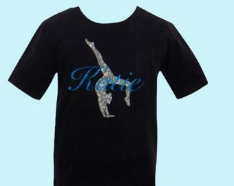 Lpersonalized gymnast glitter tee