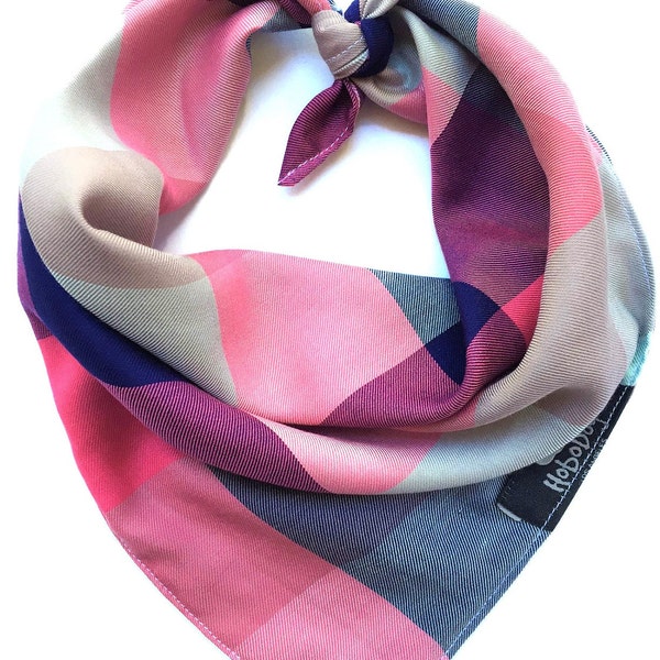 Pink Plaid Dog Bandana,Plaid Dog Bandana, Tie on Dog Bandana