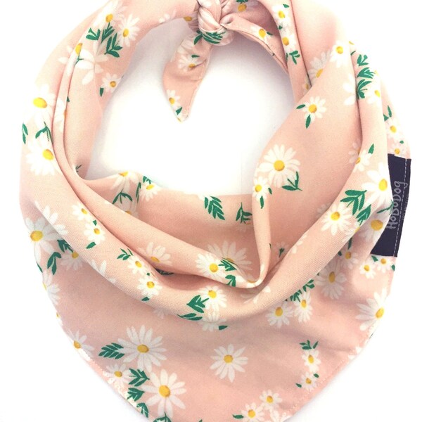 Daisy Organic Dog Bandana, Floral Dog Bandana, Tie on Bandana - Pretty in Pink