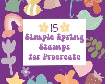 Spring Stamp Brush Set for Procreate: 15 Hand Drawn Nature Stamps (Digital Download)