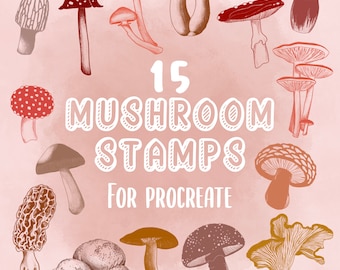 Mushroom Stamps for Procreate: Cottagecore Nature Stamps (Digital Download)