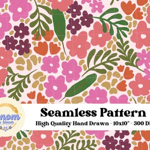 Ditsy Floral Seamless Pattern: Hand Drawn Flower Doodle (PNG)