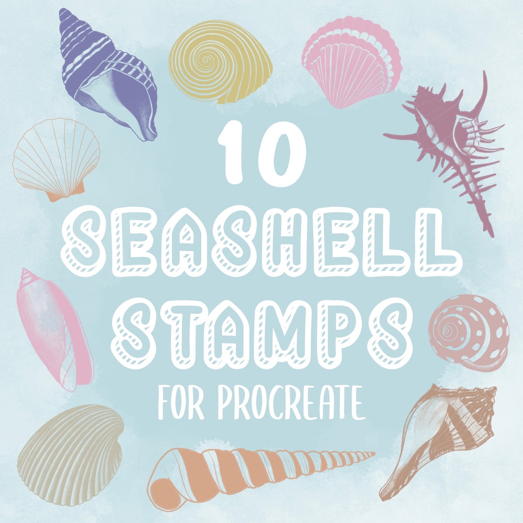 Seashell Stamps for Procreate: Hand-drawn Beachy Stamp Set (digital ...