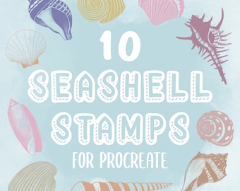 Seashell Stamps for Procreate: Hand-Drawn Beachy Stamp Set (Digital Download)