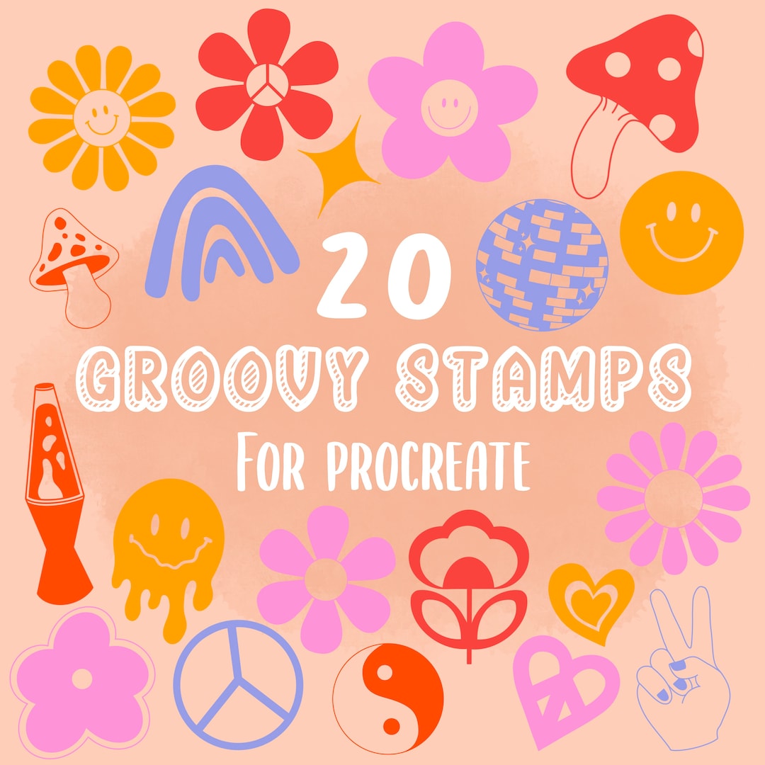 Retro Procreate Stamps: 70s Groovy Flower Power (digital Download) - Etsy