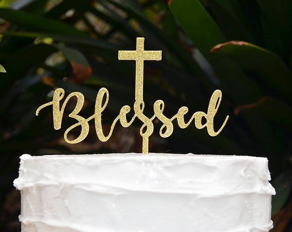 Blessed Cross Baptism Christening Confirmation Cake Topper