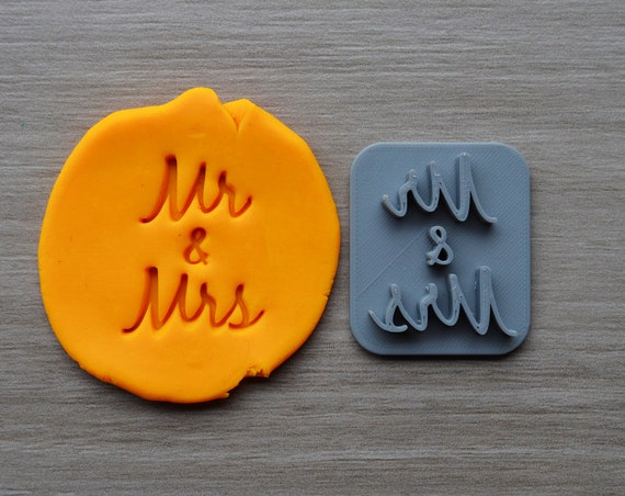 Mr & Mrs Imprint Font 2 Cookie/Fondant/Soap/Embosser Stamp