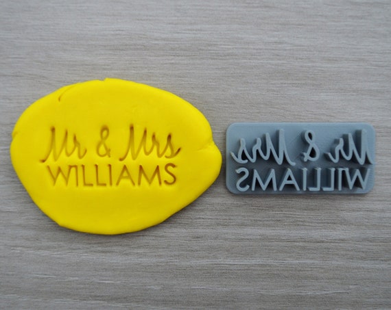 Mr & Mrs Custom Font 2 Personalized Name Imprint Cookie/Fondant/Soap/Embosser Stamp