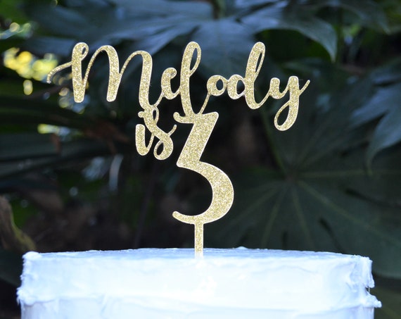 Age 3 Custom/Personalized Name Birthday Cake Topper - Assorted Colours
