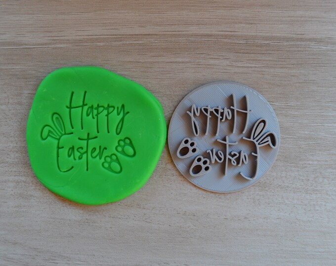 Happy Easter Bunny Ears Paws Imprint Cookie/Fondant/Soap/Embosser Stamp