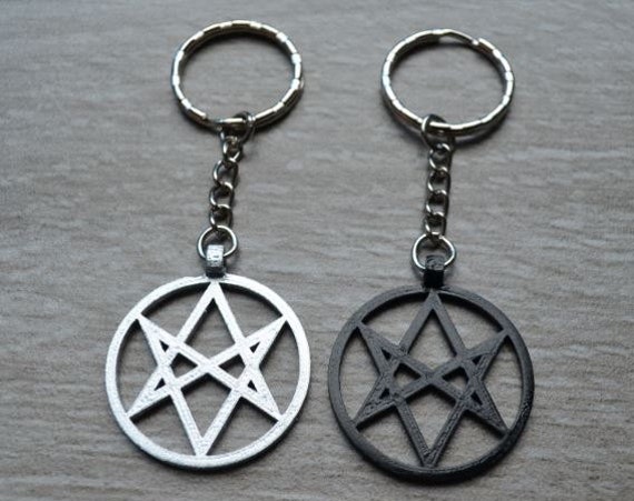 Unicursal hexagram Symbol - Keyring Keychain Bag clip - Pentacle