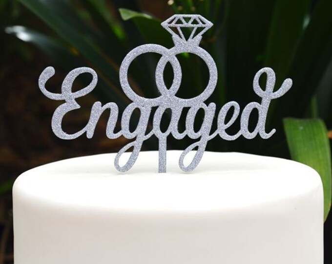 Engagement Cake Topper - Wedding Ring Cake Topper - Diamond Ring Cake Topper