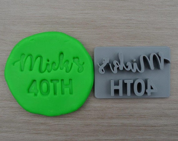 40th Birthday Custom/Personalized Name Imprint Cookie/Fondant/Soap/Embosser Stamp