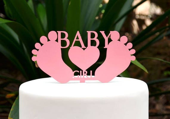 Baby Girl Cake Topper - Baby Shower Cake Topper - Baby Feet Cake Topper