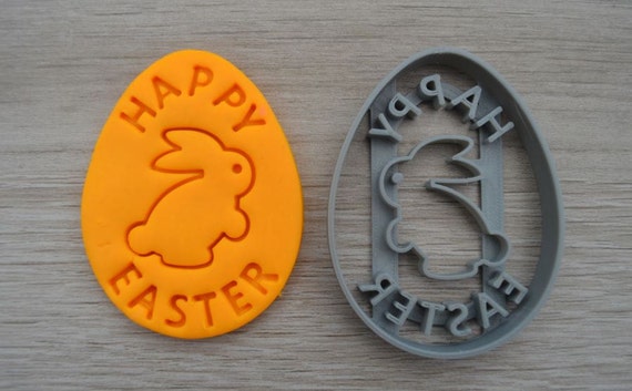 Happy Easter Egg Rabbit Cookie Cutter Fondant Cutter