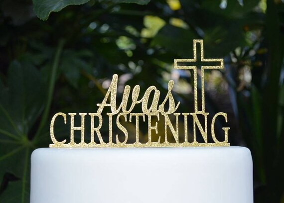 Cross Christening Custom Personalized Cake Topper