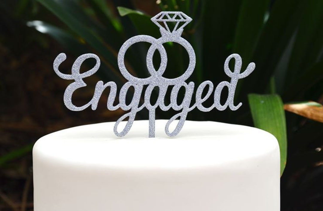 Engagement Cake Topper Wedding Ring Cake Topper Diamond Etsy