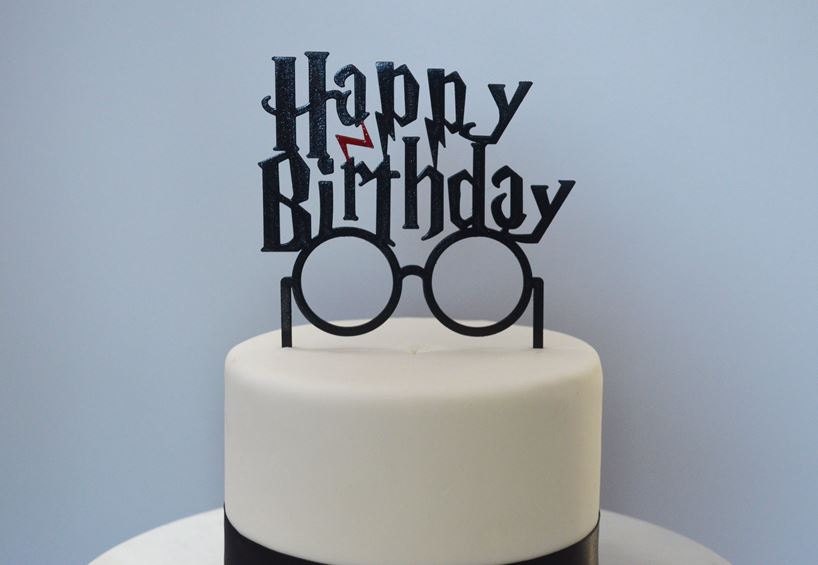 Happy Birthday Glasses With Scar Cake Topper