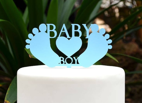 Baby Boy Cake Topper - Baby Shower Cake Topper - Baby Feet Cake Topper