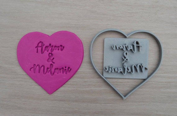 Heart Wedding Shower Bridal Anniversary Engagement Valentine Party Name Cookie/Fondant Cutter Set Custom Names