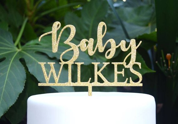 Baby Name Cake Topper Custom Personalized - Baby Shower Cake Topper - Baby Boy Baby Girl Cake Topper Font 1