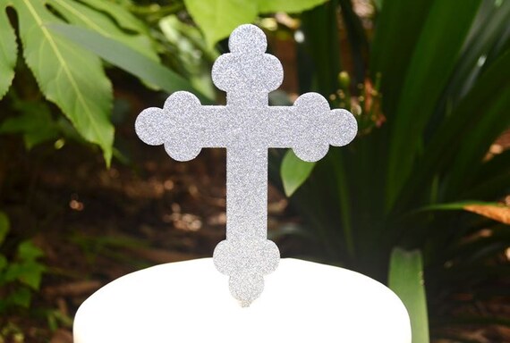 Cross Christening Baptism Confirmation Cake Topper