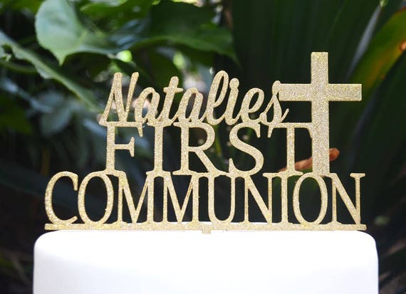 First Communion Cross Baptism Christening Confirmation Custom Personalized Name Cake Topper